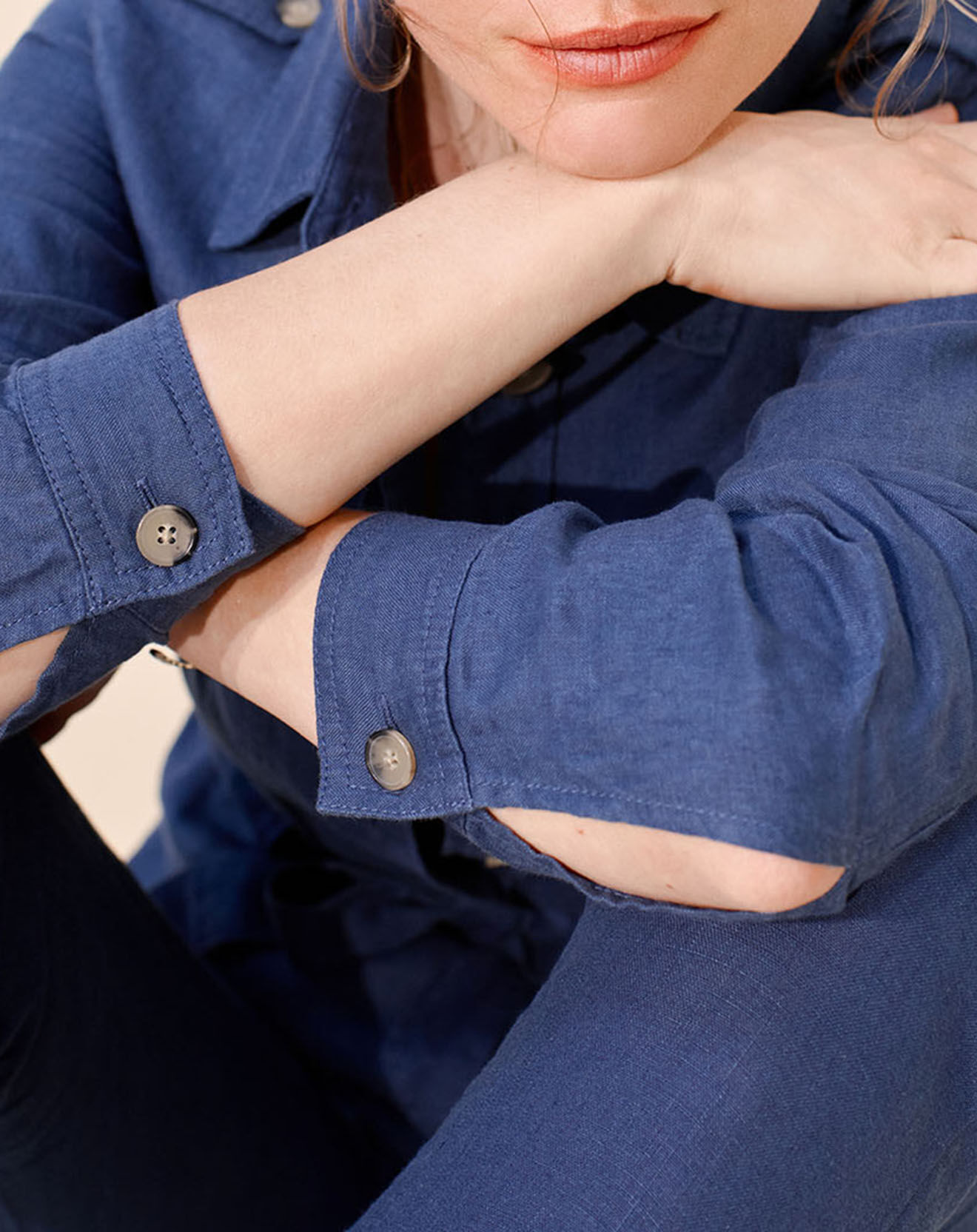 Caroll Veste Saharienne 100% Lin Max indigo