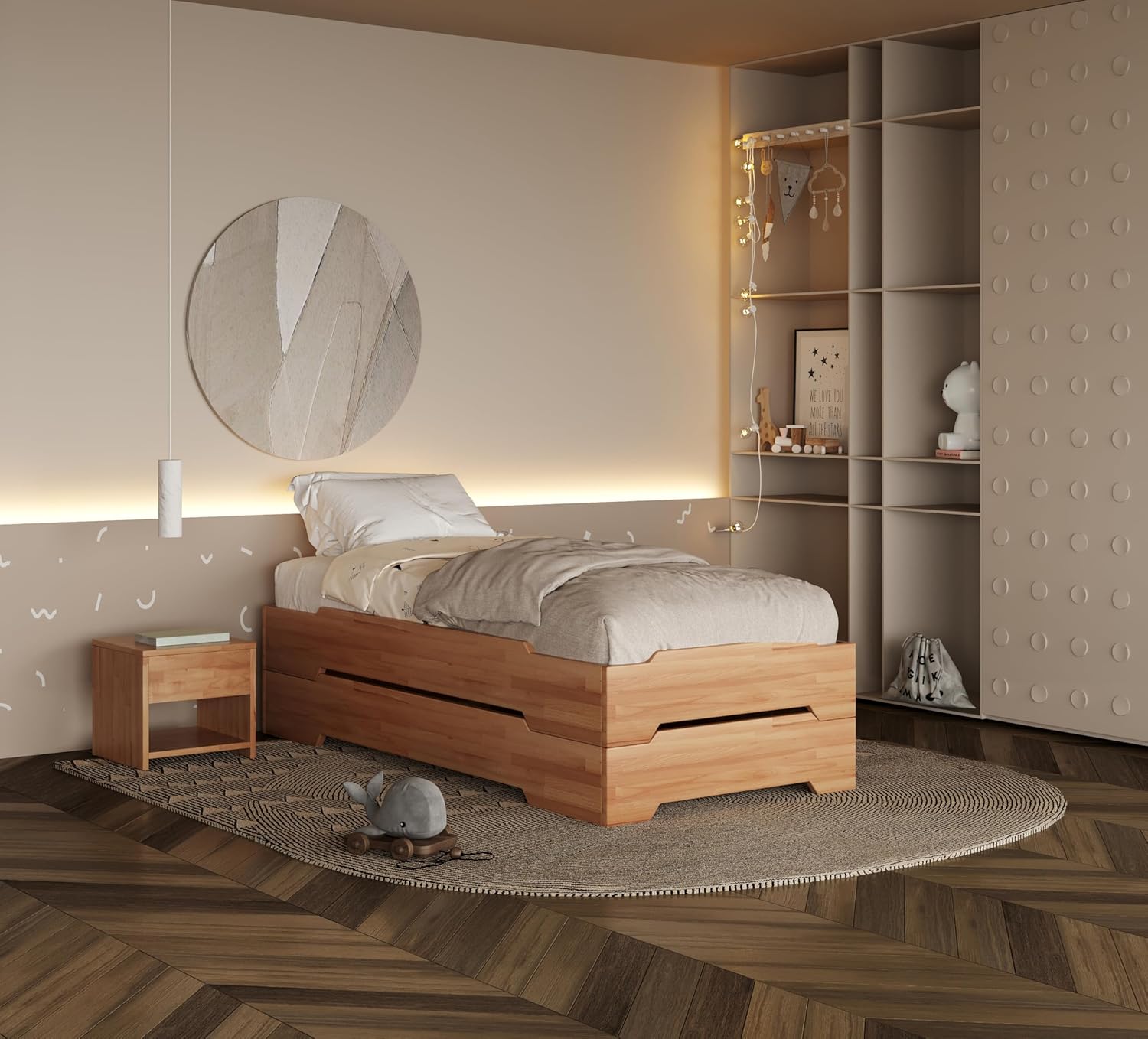 Krok Wood Massivholzbett Emily (stapelbar) in Buche 90x200 cm