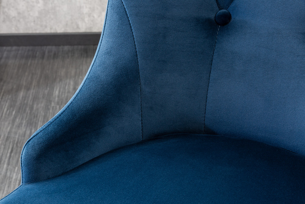 Design Stuhl MODERN BAROCK royalblau Samt mit silbernem Löwenkopf