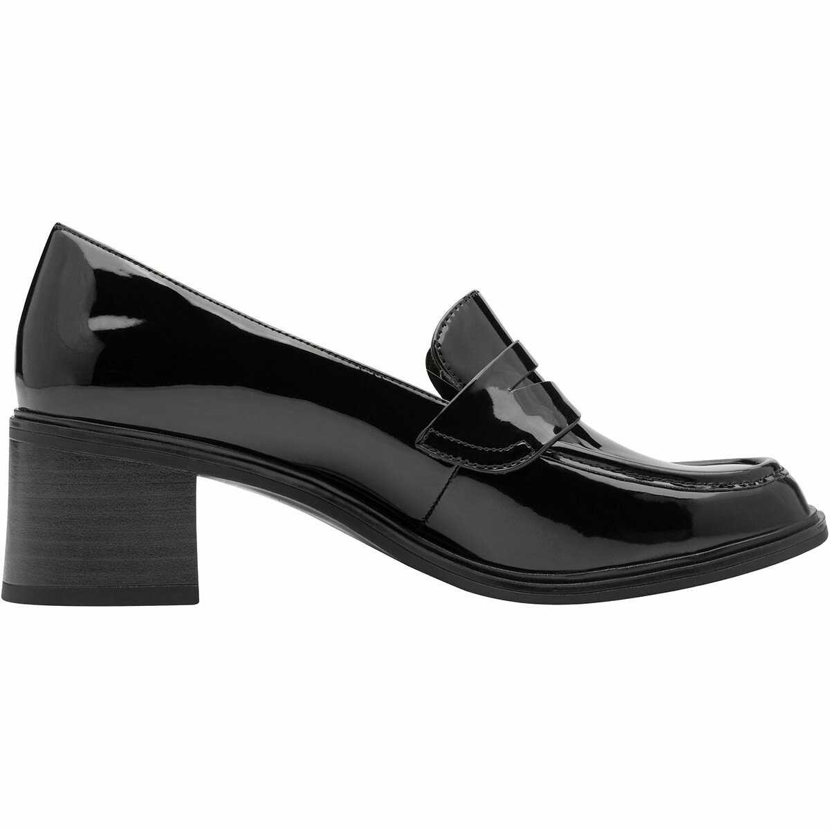 TAMARIS<br>Mocassins de salto alto em couro envernizado