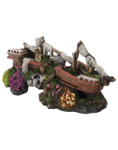 Aqua Della Gezonken Schip 2 - Aquarium - Ornament - 25x10.5x11.5 cm