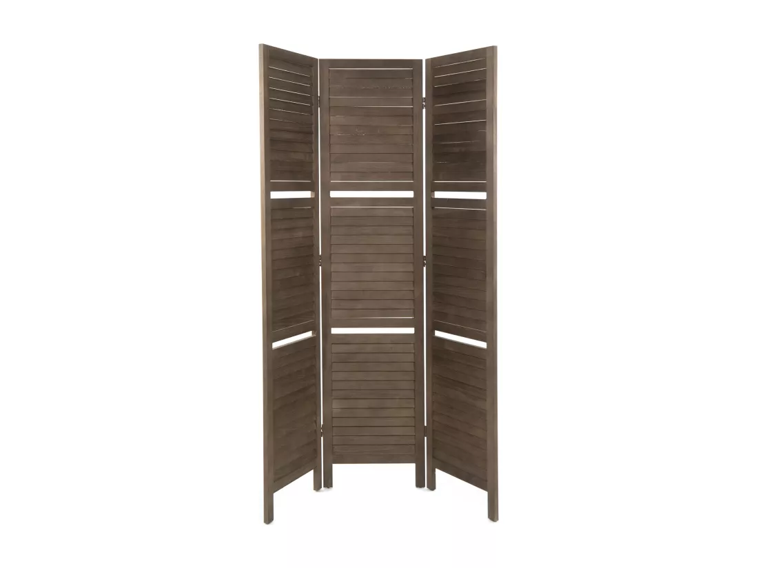 PARAVENT Cottage II 3-pièces Bois, avec 2 étagères braun