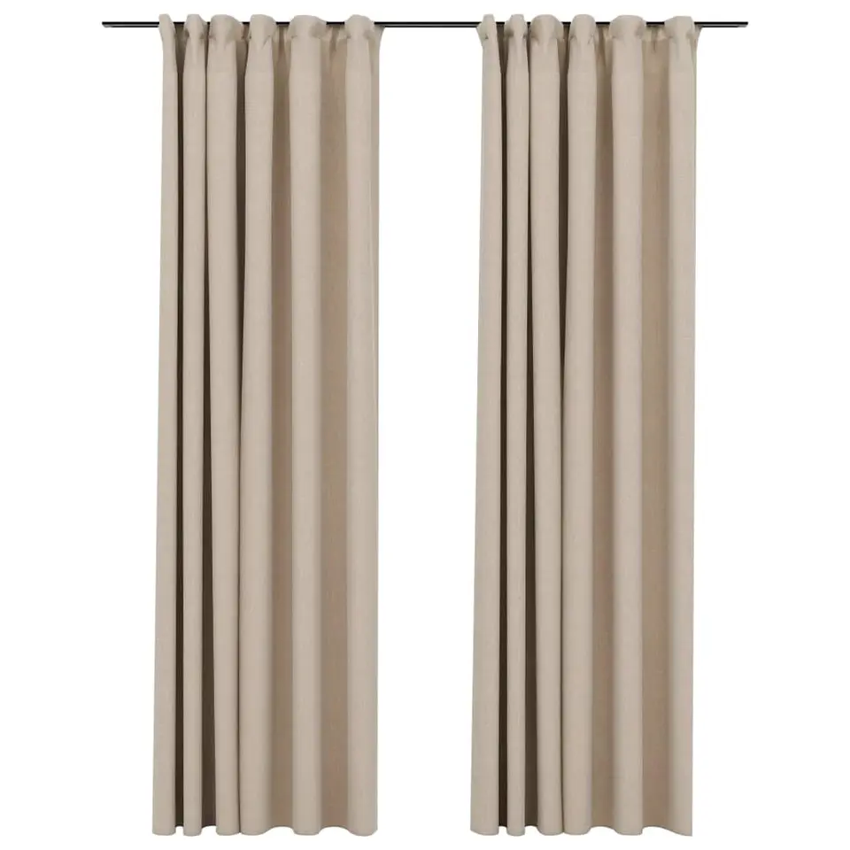 vidaXL - Gordijn - Beige - Stof - 140 x 225 cm - 2 stuks