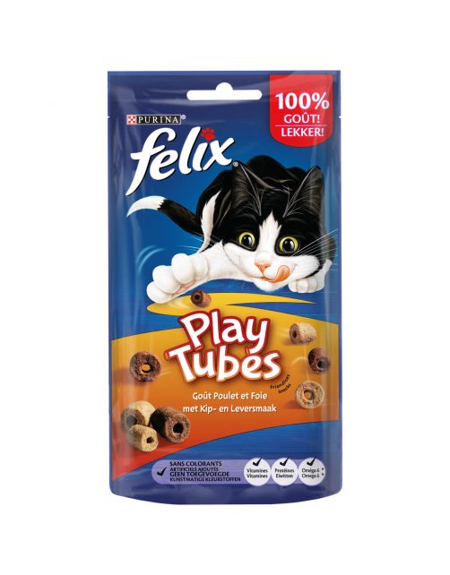 Felix Play Tubes - Kattensnack - Kip Lever 50 g