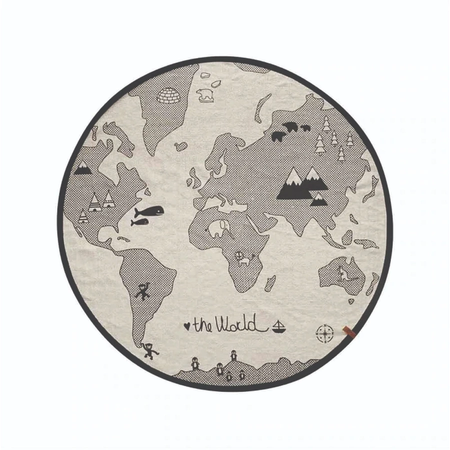 OYOY Teppich World Rug off-white black