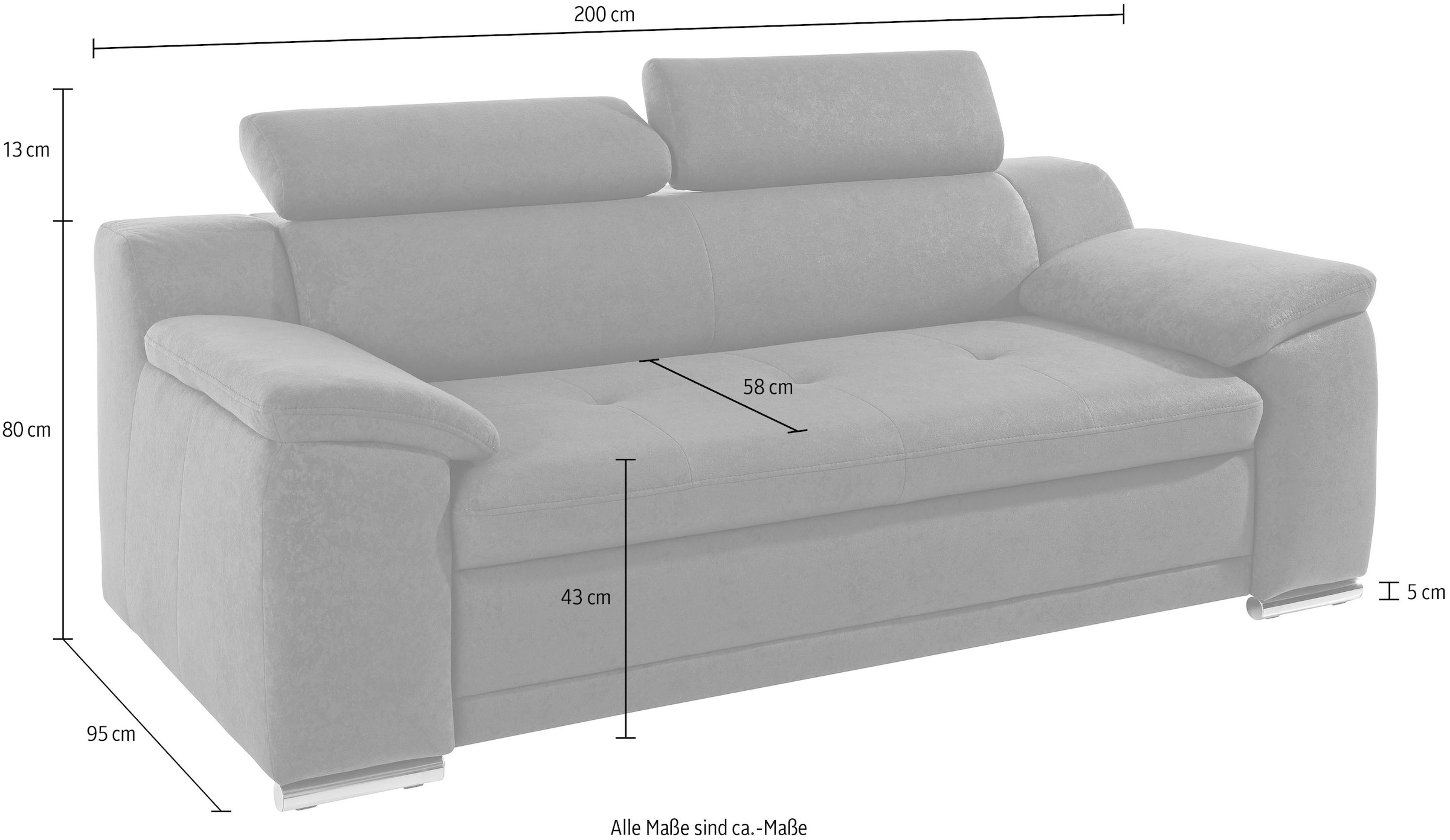 sit&more 3-Sitzer »Andiamo« inklusive Kopfteilverstellung