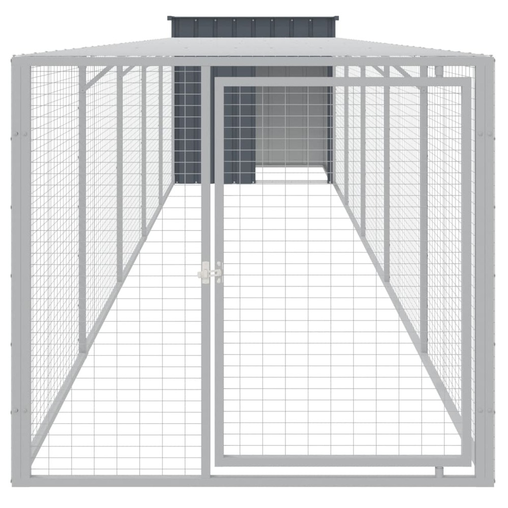 Poulailler avec cour anthracite 110x609x110 cm acier galvanisé