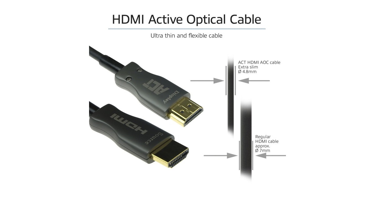 ACT ConnectivityHDMI Premium 4K Active Optical Cable v2.0 HDMI-A male - HDMI-A male, 10 meter  kabel  (Zwart)