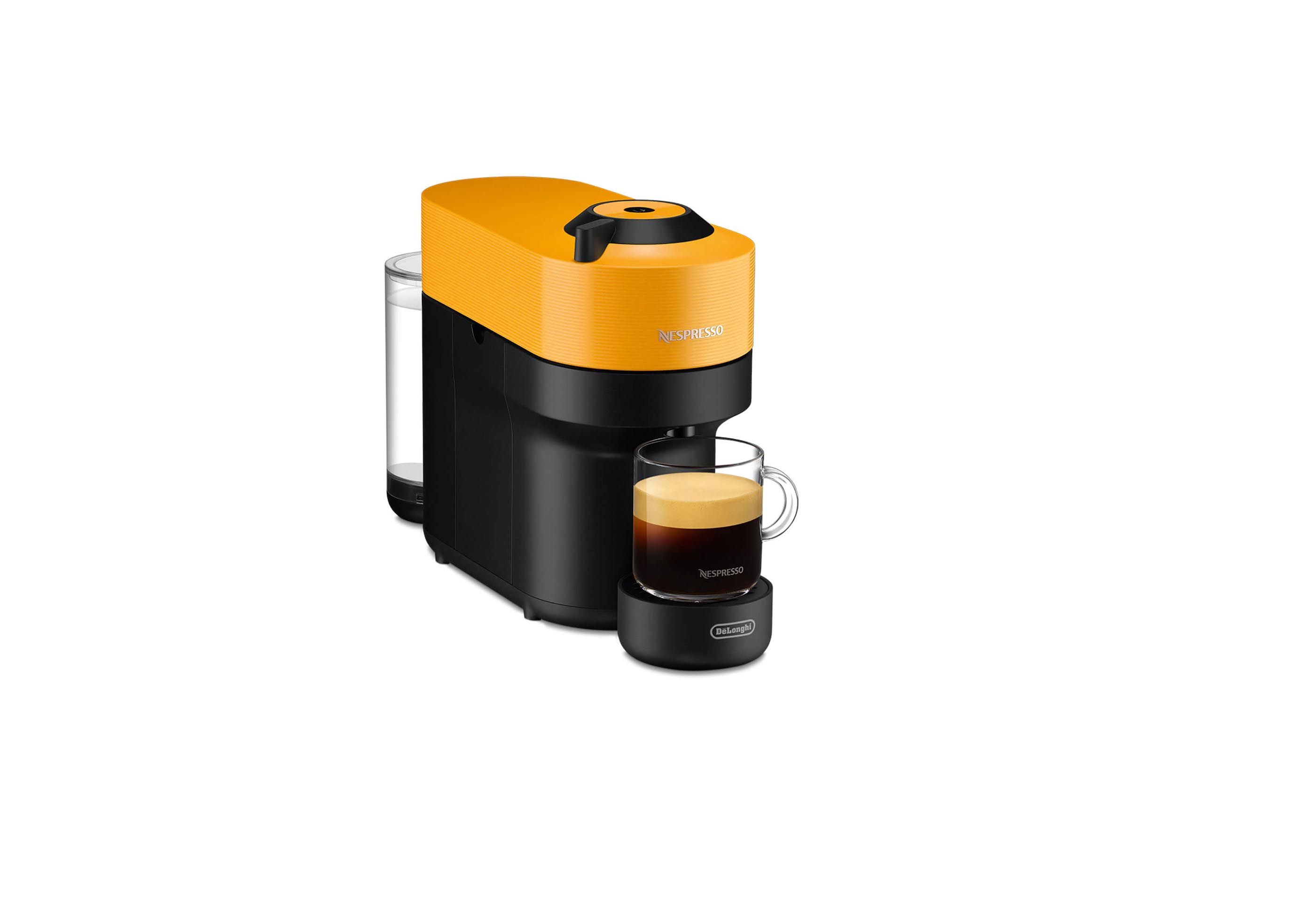 Máquina de café Vertuo Pop amarela manga