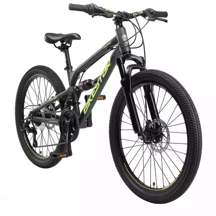 Bikestar Kinderrad Fully MTB Alu 24 Zoll schwarz