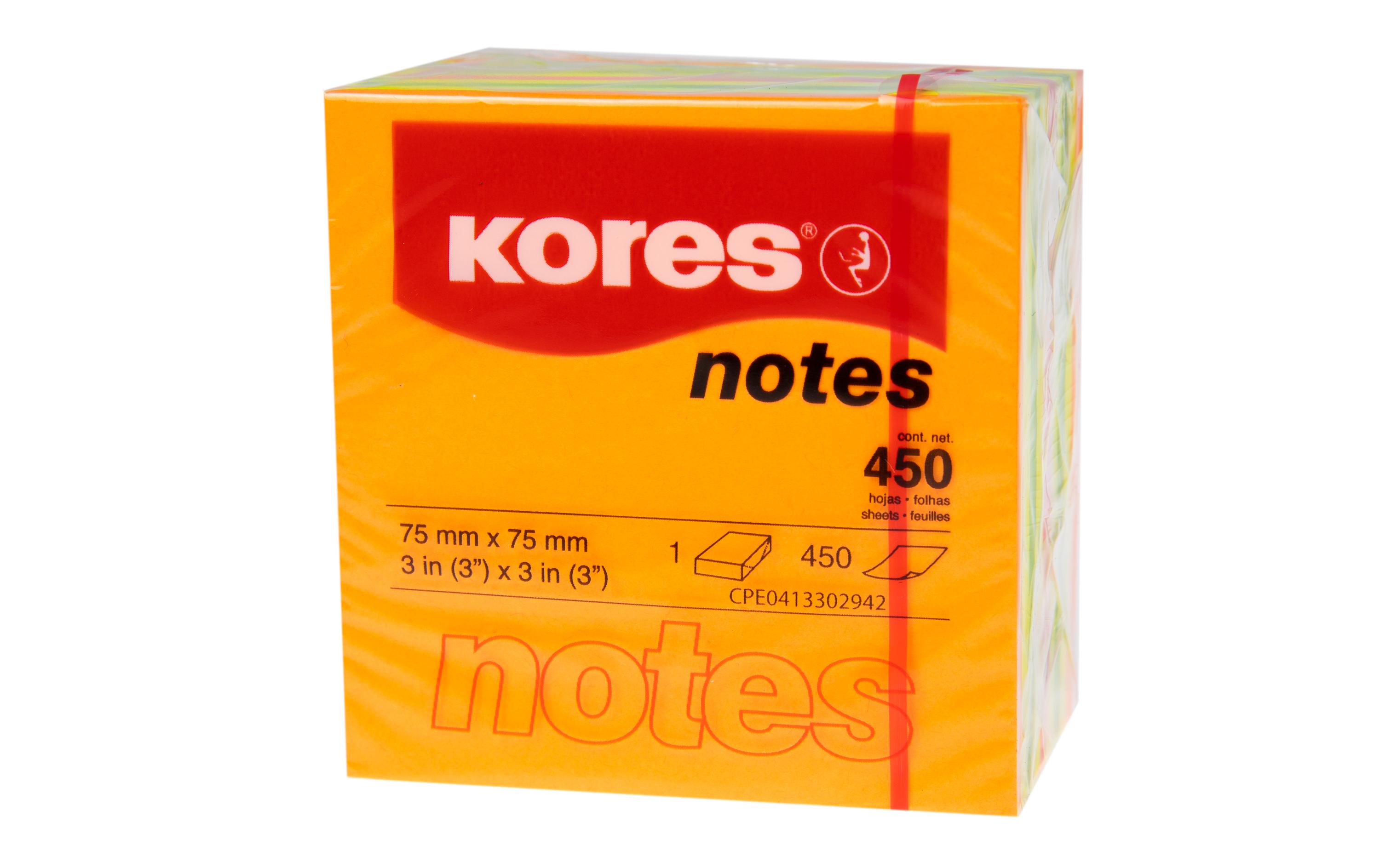 Notizzettel Würfel Neon 7.5 x 7.5 cm, 450 BlattLeicht ablösende Papier Haftnotizen
