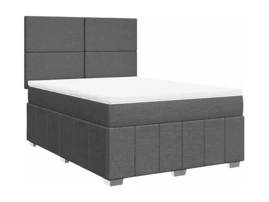 Sommier à lattes de lit avec matelas Gris foncé 140x190cm Tissu