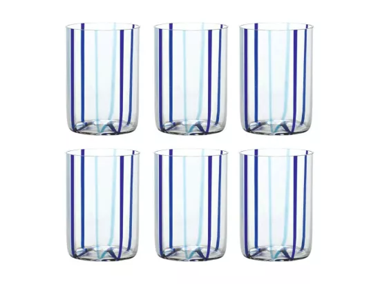 Verre Tirache Zafferano en verre borosilicate bicolore Bleu aigue-marine boîte de 6 pièces