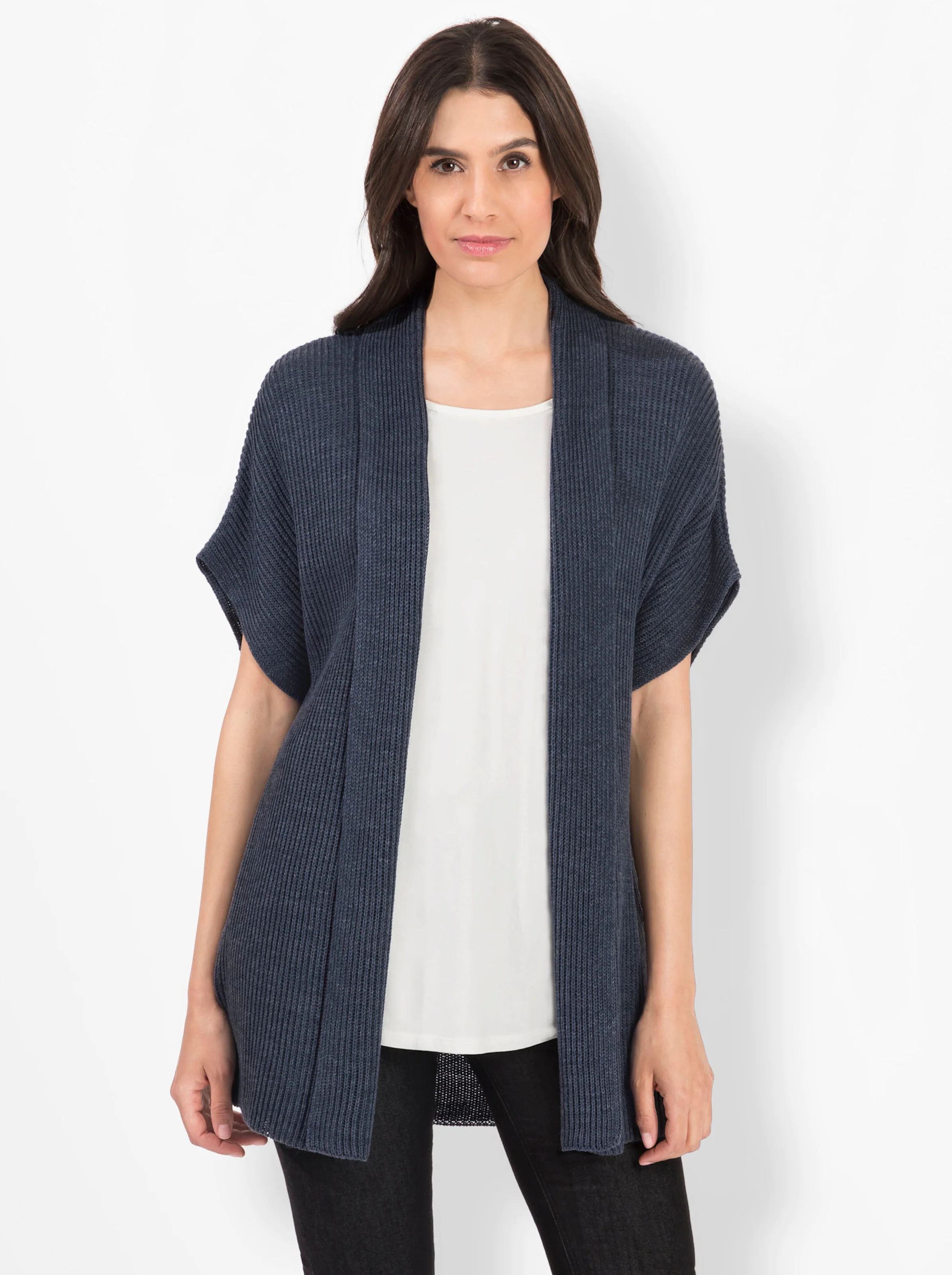 Strickweste in marine-meliert