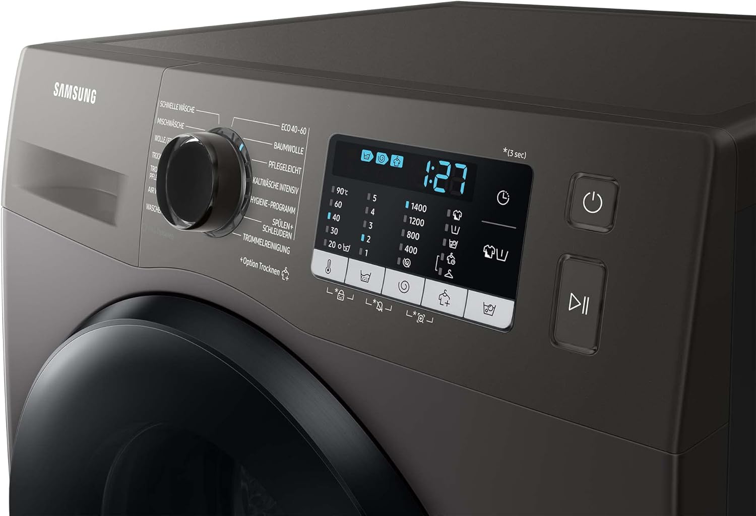 Samsung WD8ETA049BX/EG Waschtrockner, 8/5 kg, 1400 U/min, Ecobubble, AirWash, Hygiene-Dampfprogramm, Inox
