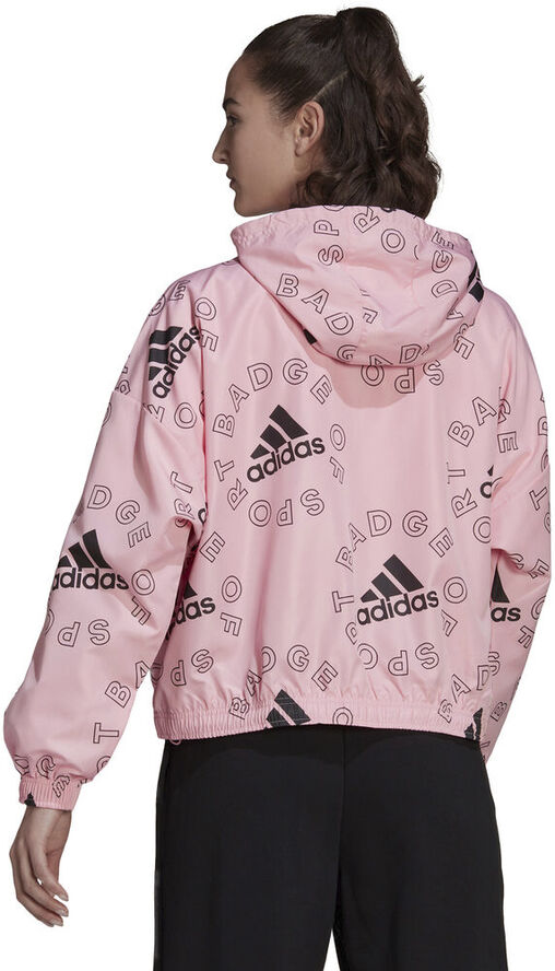 adidas Essentials Logo Allover Print vindjakke Pink