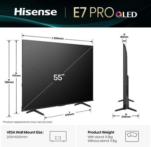 Hisense - 55E77Q PRO - QLED TV - Zwart - 4K UHD