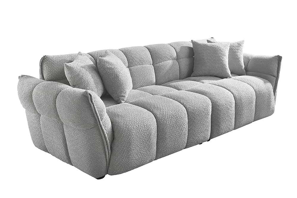 Modernes XXL Sofa CLOUD 260cm grau Bouclé Bigsofa Federkern inkl. Kissen