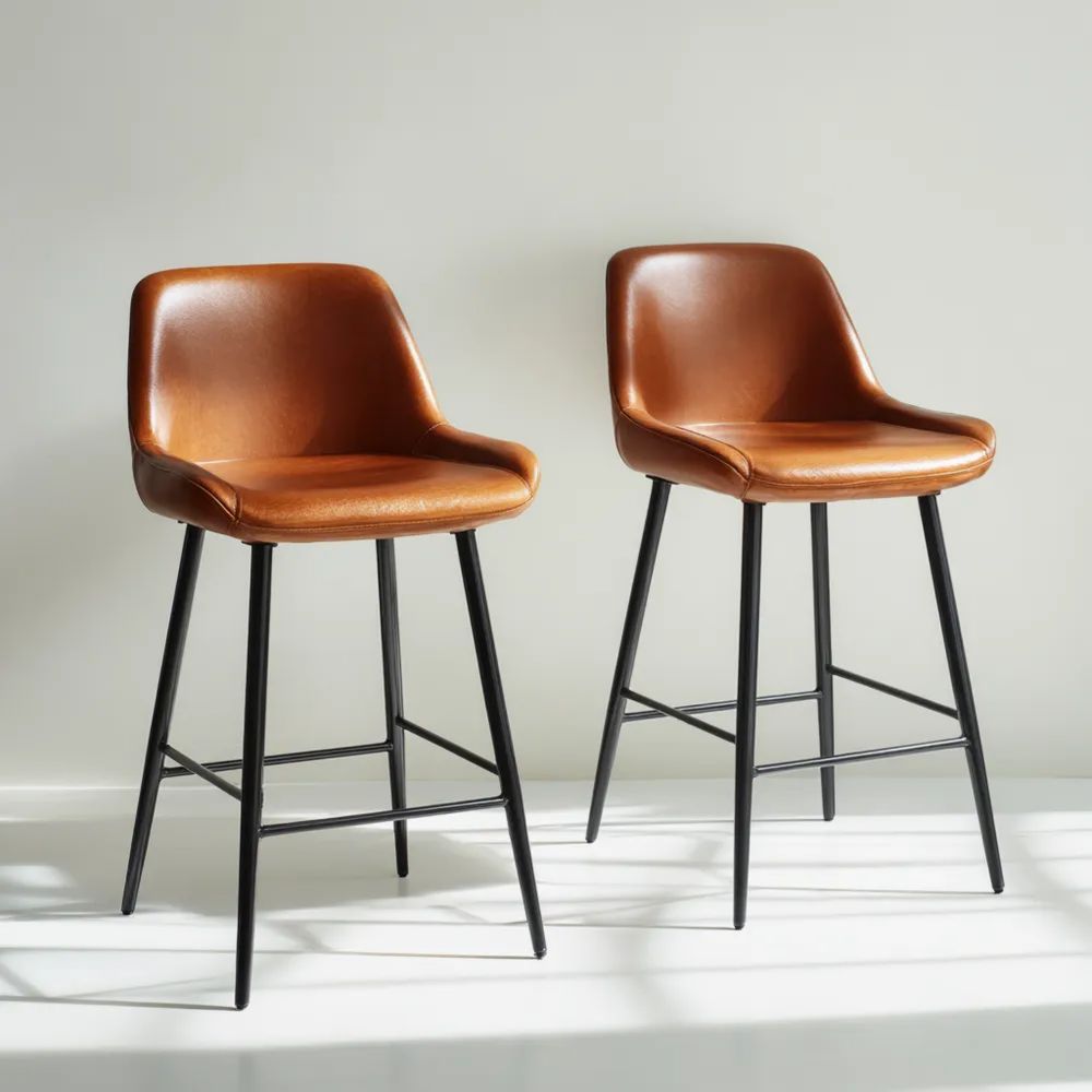 Barhocker Set Kunstleder 45x45x100 cm - Braun/Schwarz - Moderner Stil