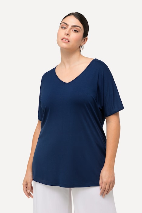 T-Shirt, Rücken-Cut-Out, Zierringe, V-Ausschnitt, Halbarm