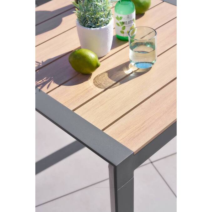 Table de jardin ÉVASION Effet bois Honey & Graphite