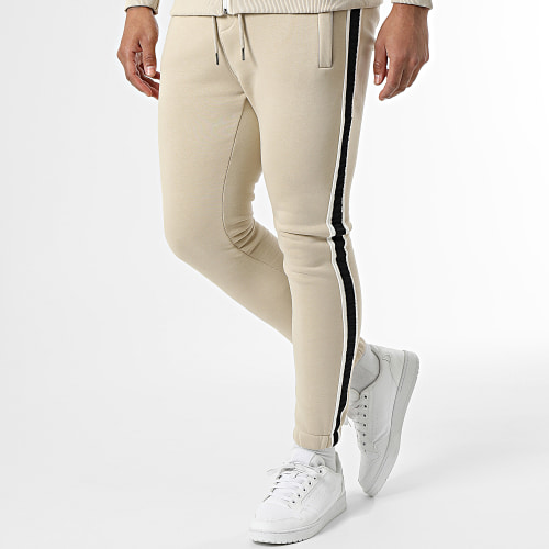 Ensemble De Survetement A Bandes Beige