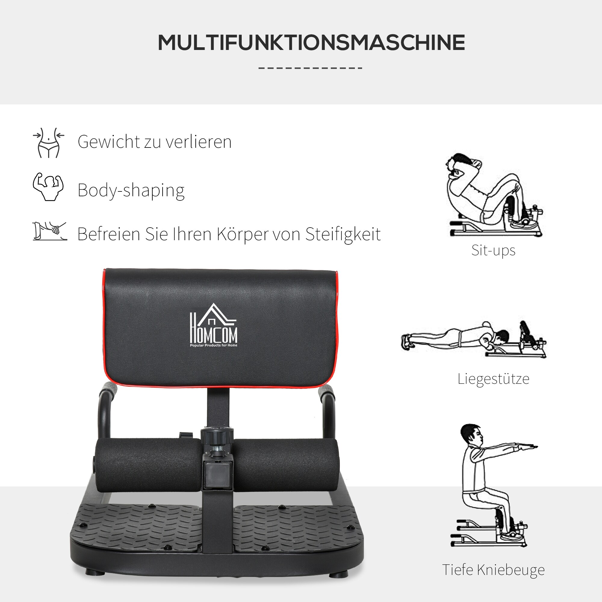 HOMCOM 3-in-1 Trainingsgerät 97 x 50 x 45,5–57,5 cm (LxBxH)
