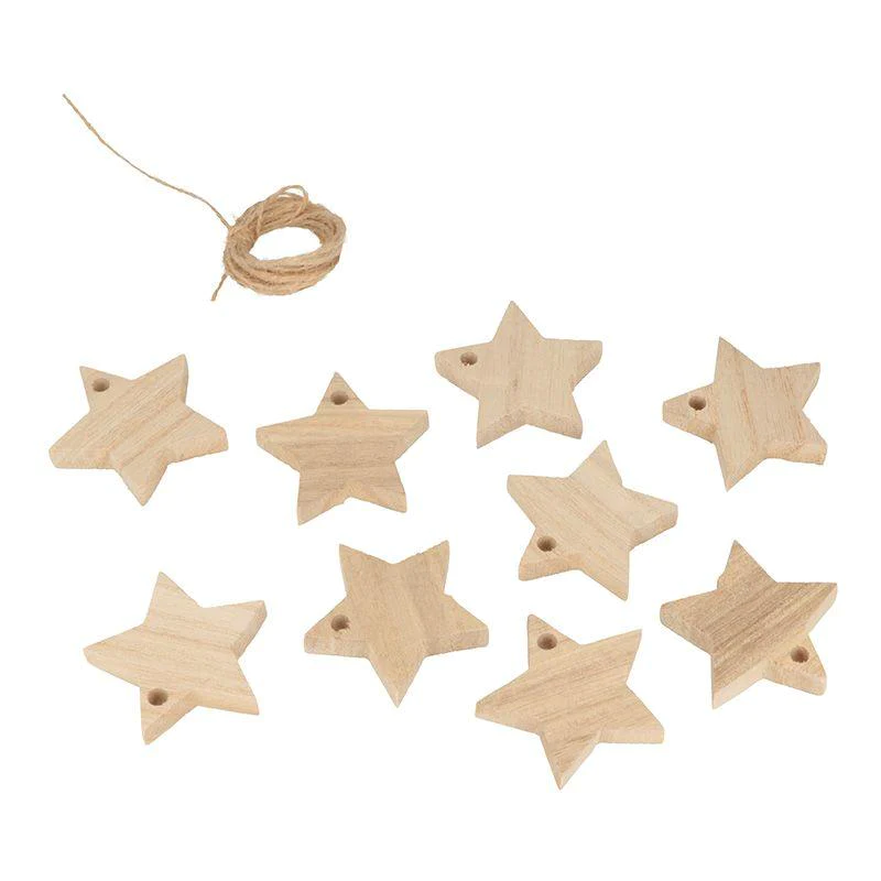Guirlande en bois 10 étoiles + cordon Artemio