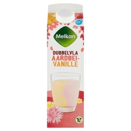 Melkan Romige Aardbeien en Vanille Dubbelvla (1 liter)