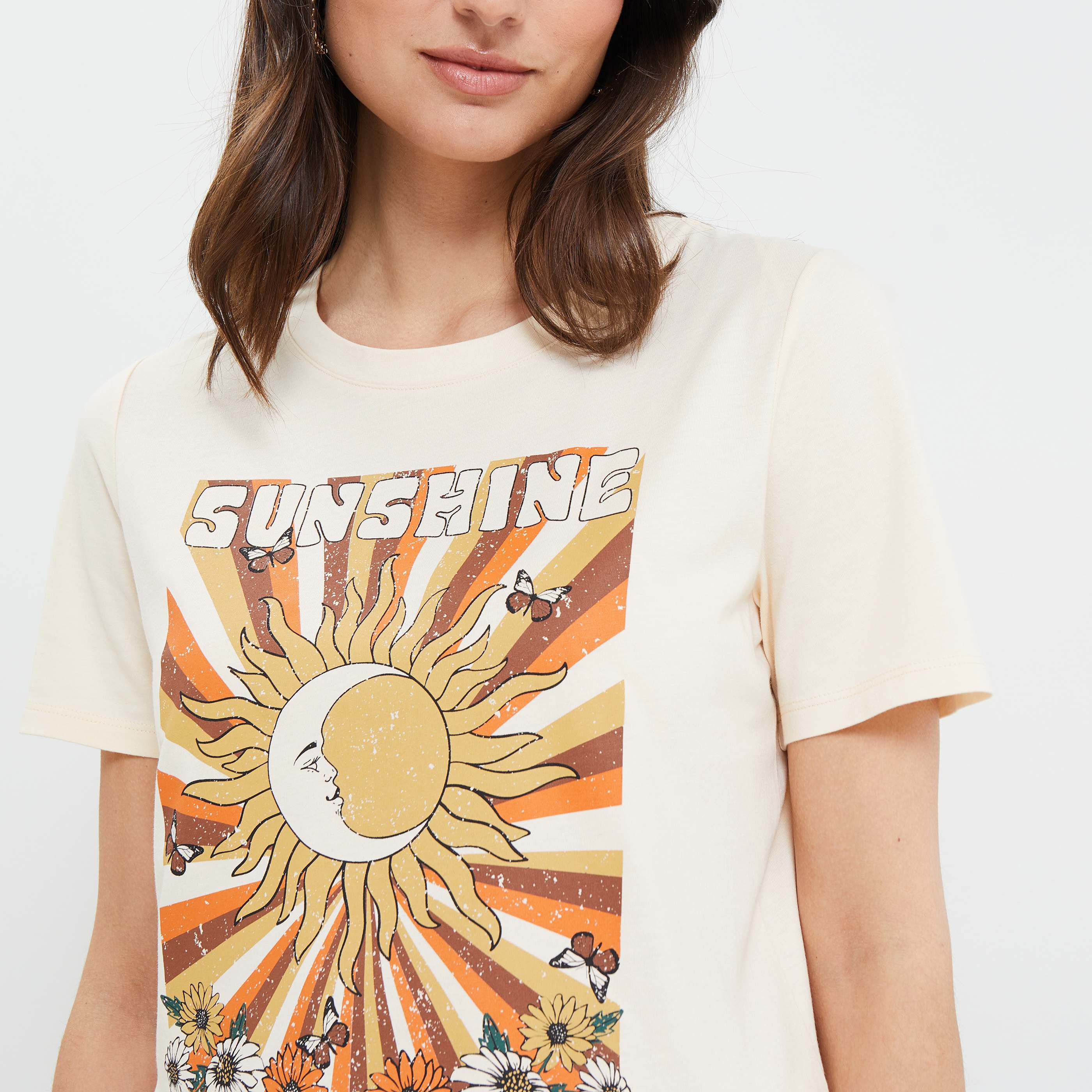 Tshirt print femme - BLANC CASSE