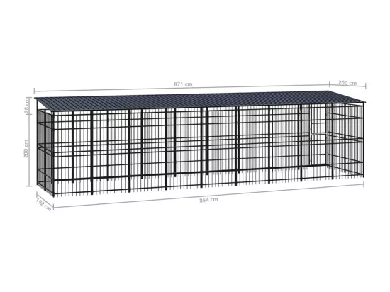 Chenil cage enclos pac noire 864 x 192 x 200 cm 02_0041748