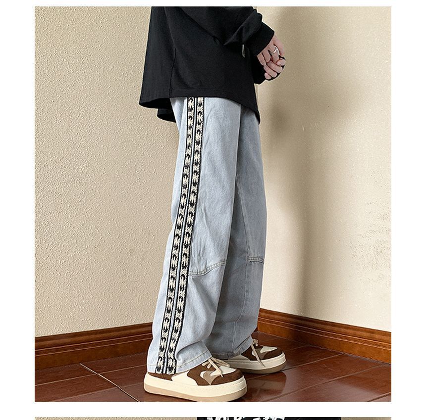 Savenne - Gestreepte Loose Fit Jeans