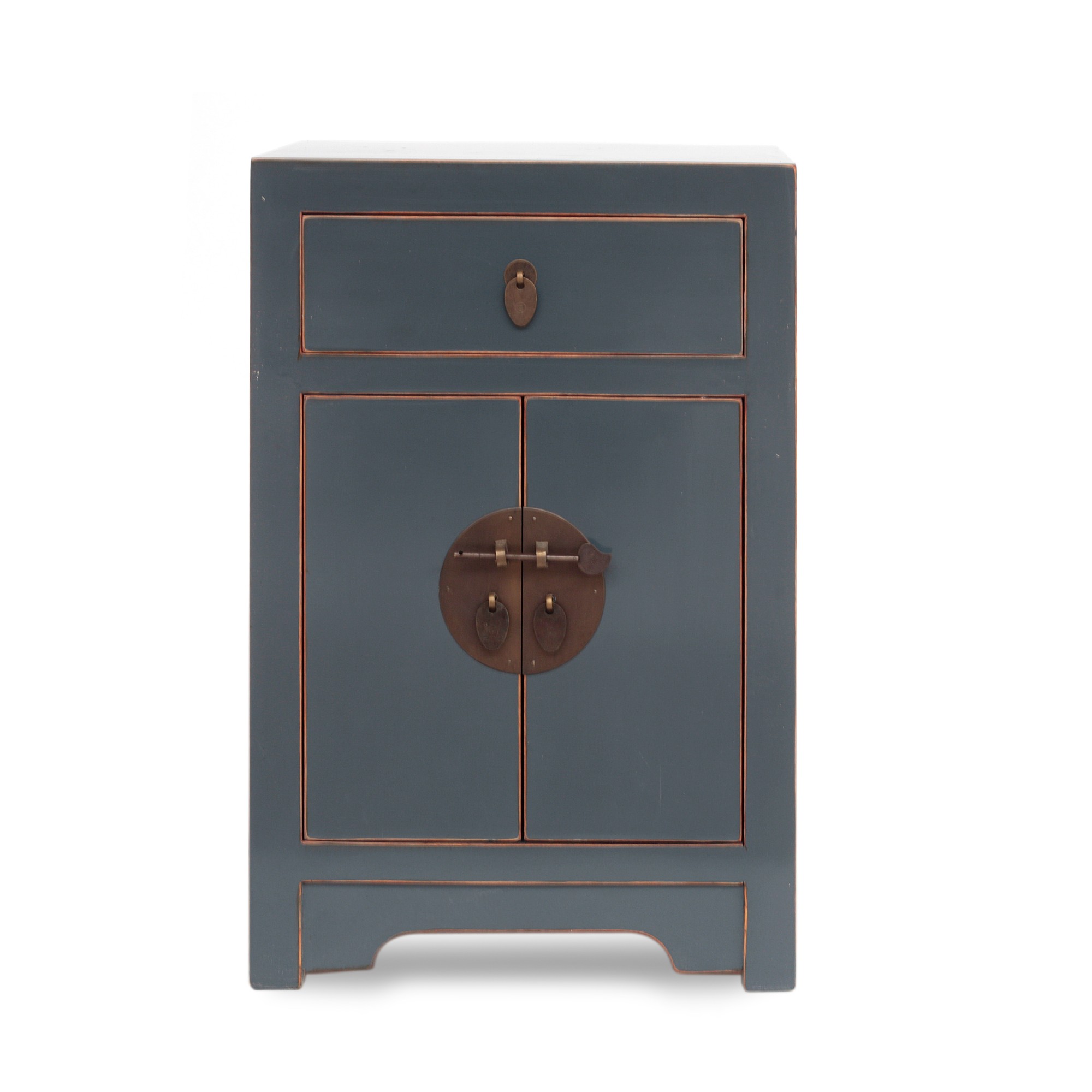 Schrank, 2 Türen, 1 Schublade, blau, gold, T 30 cm, B 40 cm, H 60 cm von fischer's lagerhaus