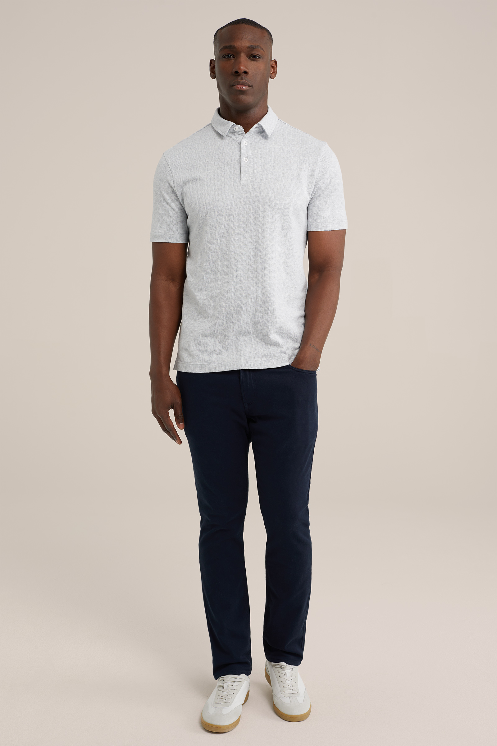 polo met jacquard-dessin WE Fashion Lichtblauw