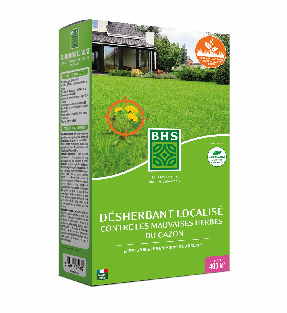 Désherbant mauvaises herbes gazon total localisé| 900 ml | soit 400m²