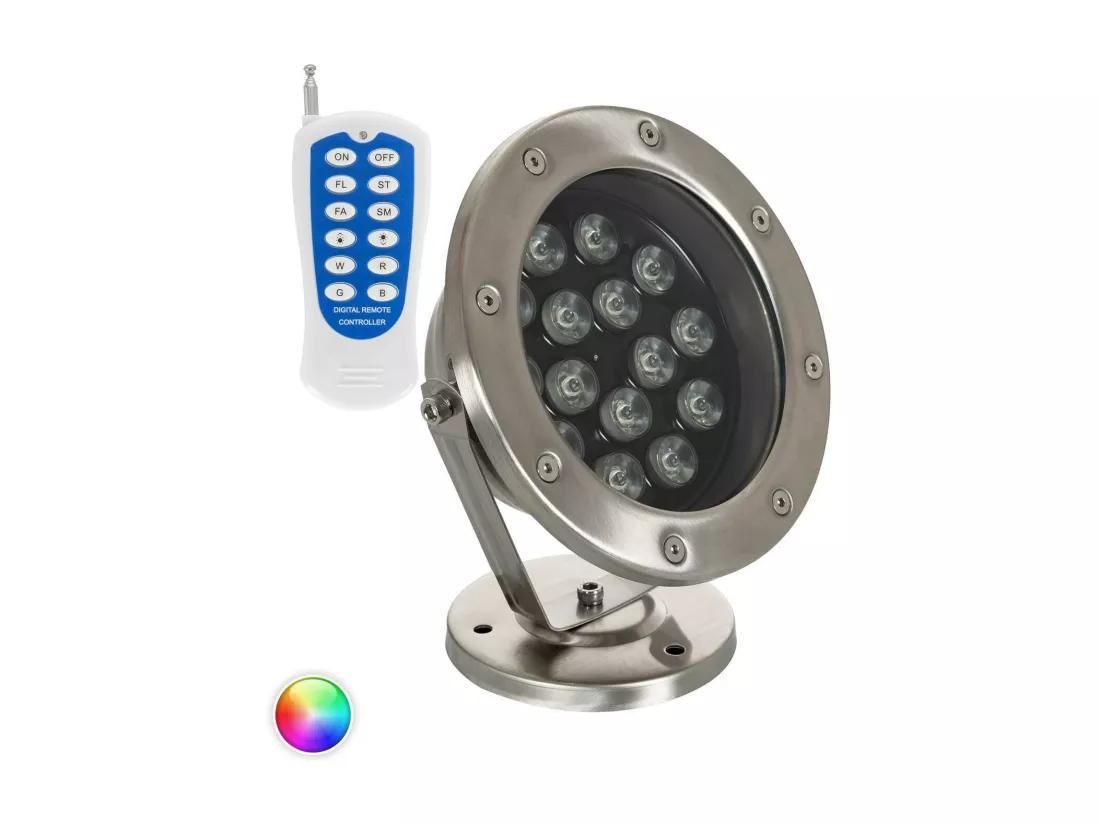 Spot LED RGB Fixation au Sol 24V 15W Submersible IP68 RGB