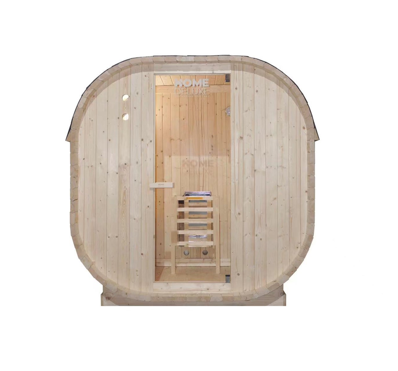 Home Deluxe - Buitensauna CUBE M - Afmetingen: ca. 194 cm x 195 cm x 120 cm, Houtsoort: Sparrenhout - incl. saunakachel en saunatoebehoren | Tuinsauna, buitensauna, saunavat voor 2 personen