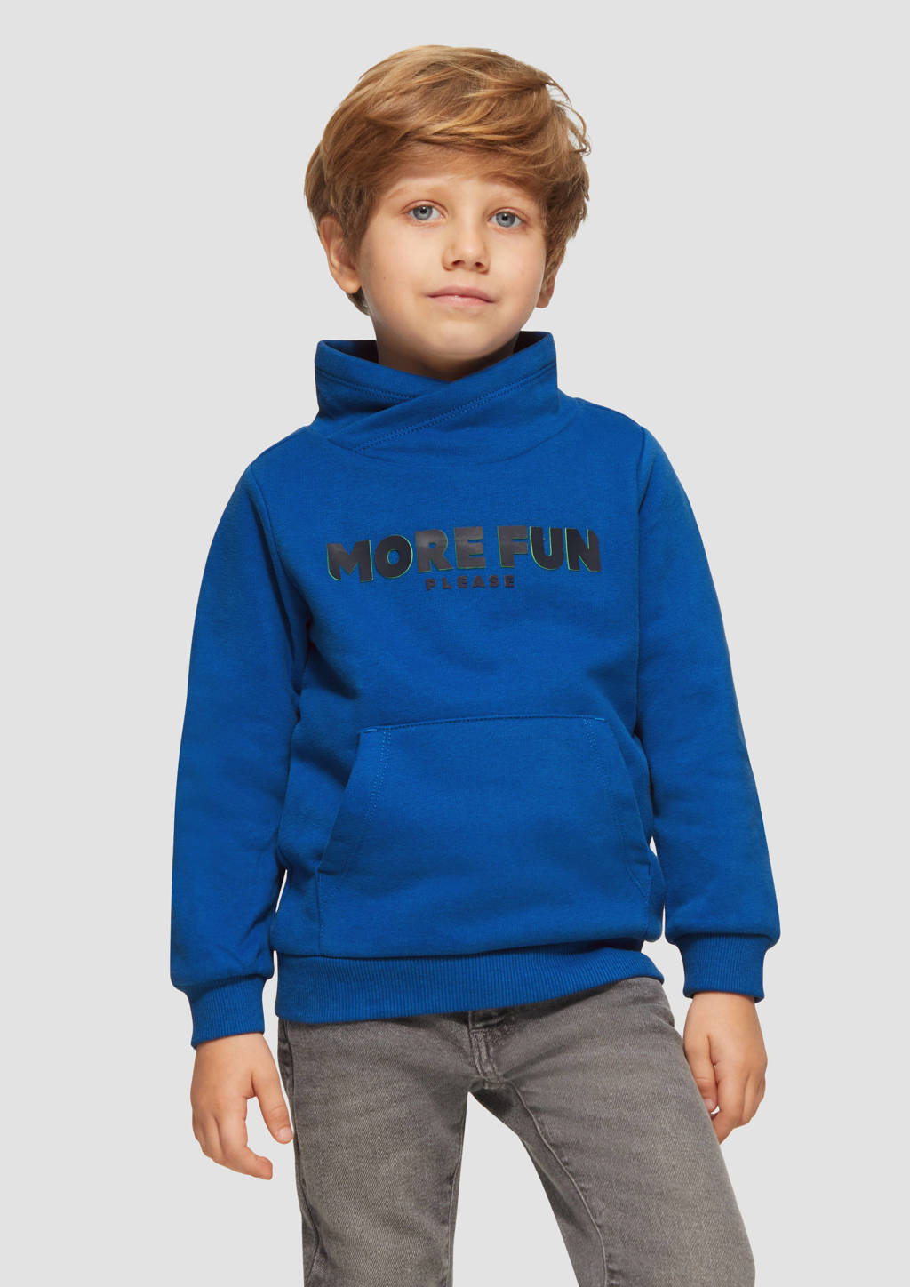 s.Oliver sweater met tekst cobalt blauw