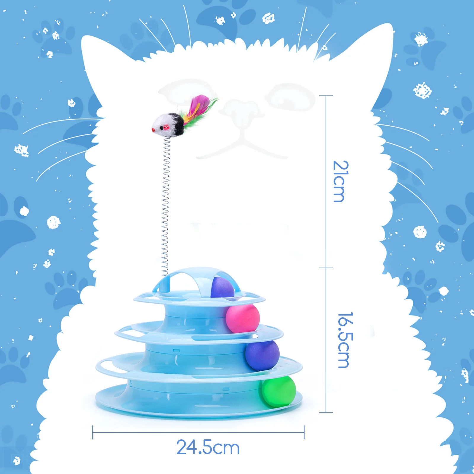 Nobleza - Brinquedo para Gatos, Torre Interativa com 4 Bolas e 3 Níveis, Torre Interativa para Gatos (25 x 16,5 cm)