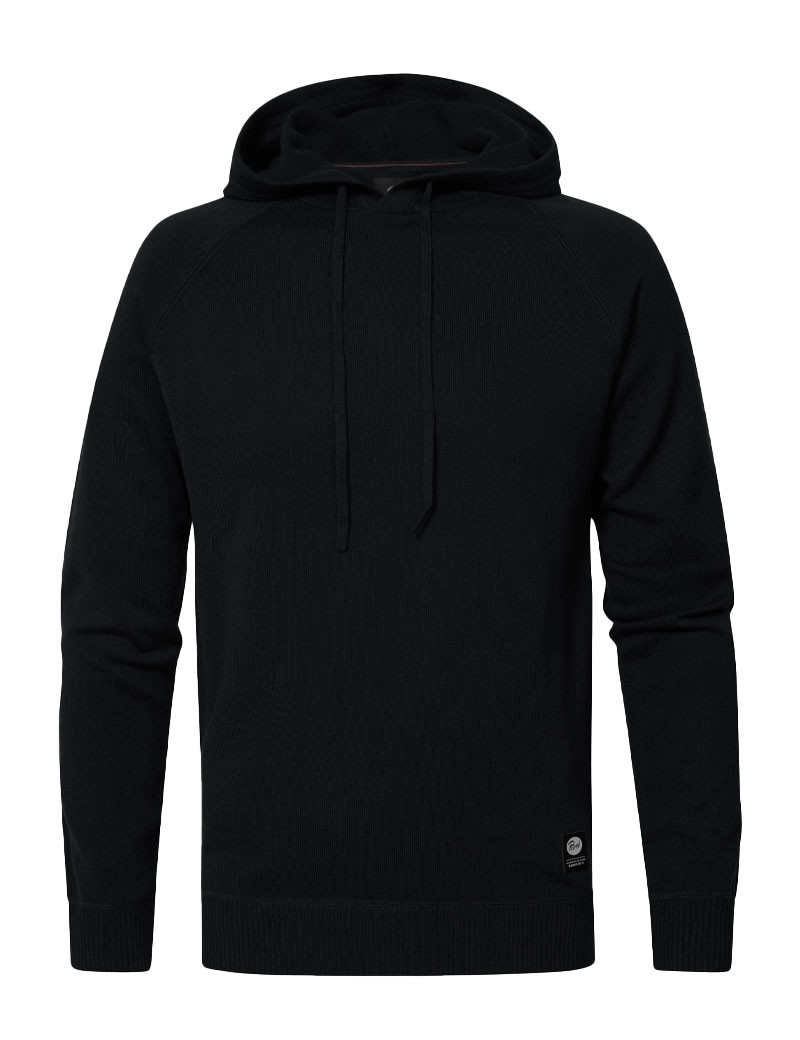 PETROL IND PULL CAPUCHE MAILLE FINE HOMME NOIR