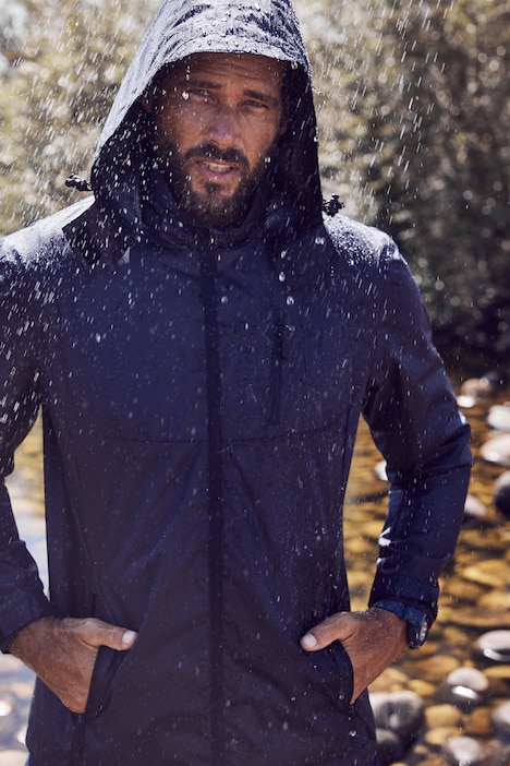 Regenjacke, wasserdicht, Kapuze, Zipper, leichtes Mesh Futter