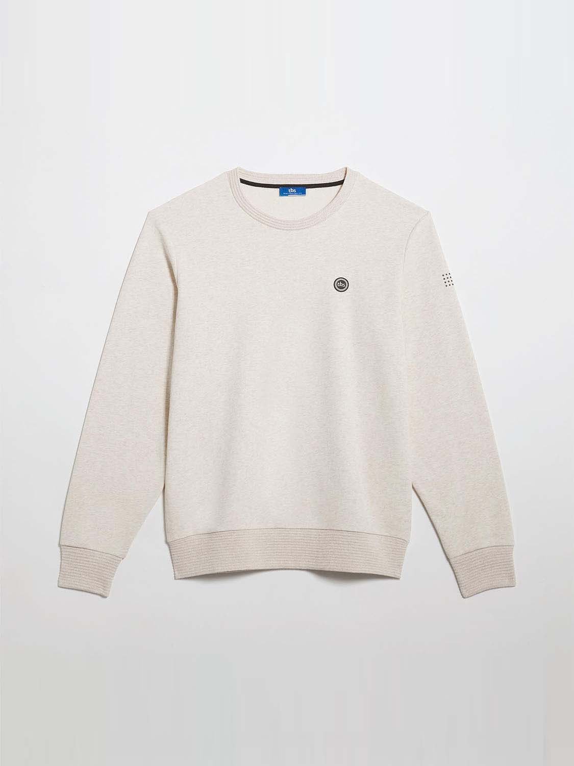 Pull Homme Coton et Polyester Recyclés Beige Chiné
