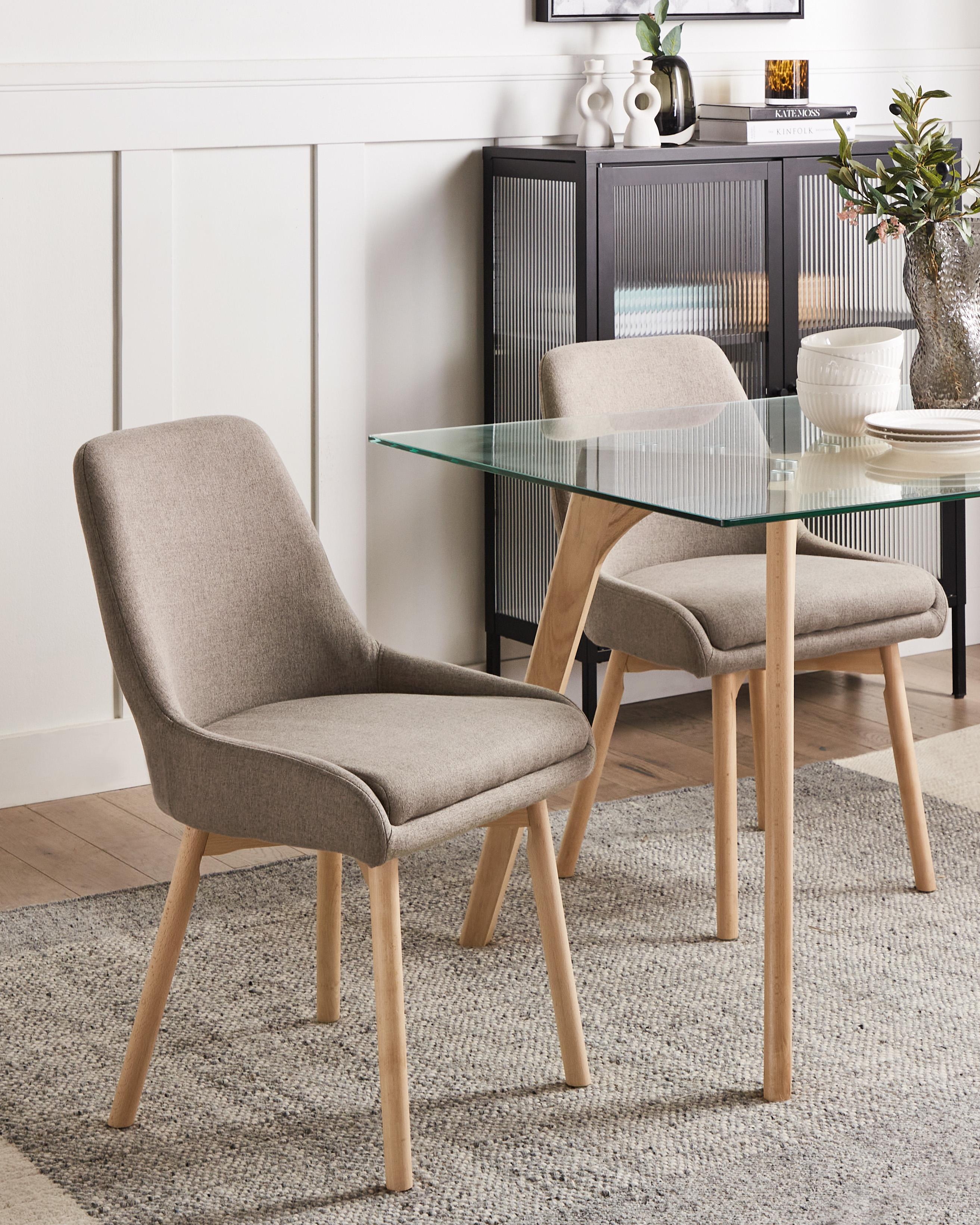 Set van 2 eetkamerstoelen MELFORT Stof Bruin