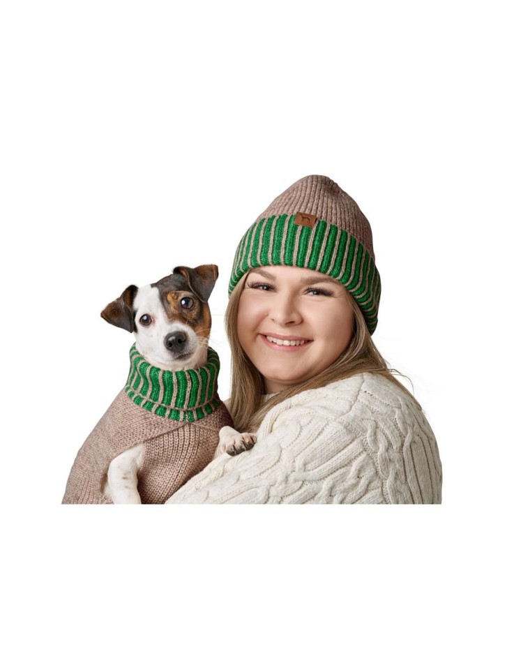 Hunter - Hundepullover Odense 60 + hat, Beige/grøn