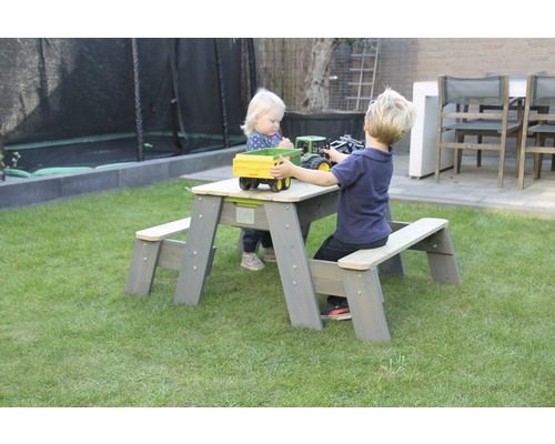 EXIT Aksent zand-, water- en picknicktafel met 2 banken, 94x121x50 cm, grijs