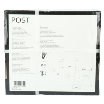Absolut Post 2-knops wastafelkraan Chroom