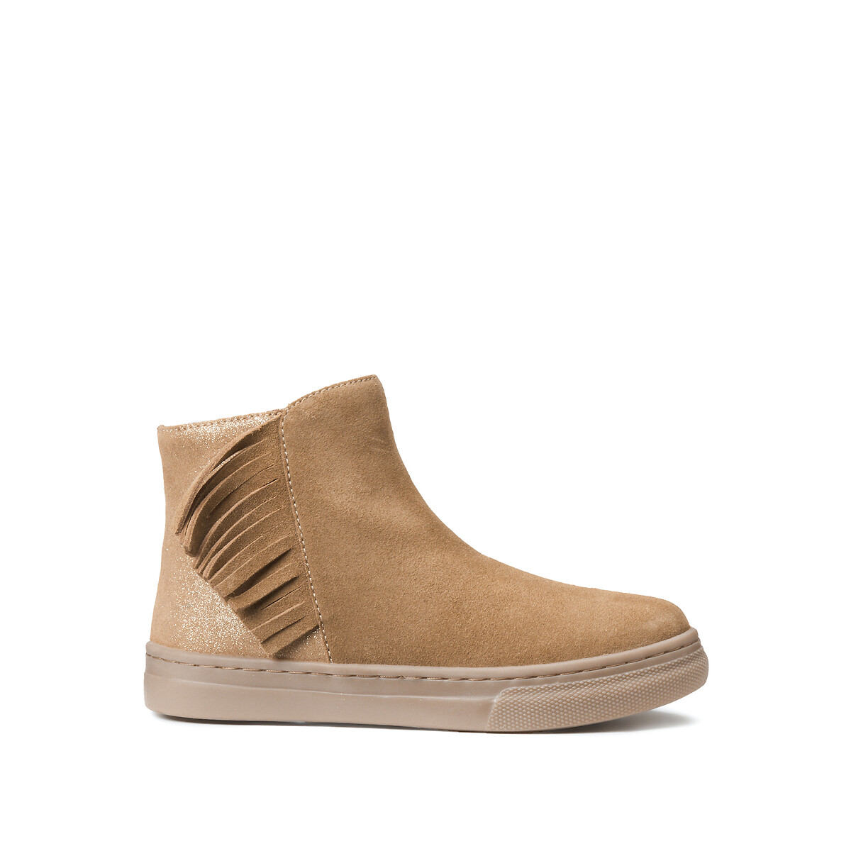 COLEÇÃO LA REDOUTE<br>Botas de couro com zíper e franjas