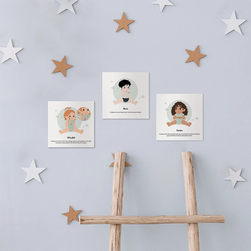 7 cartes Bébé signe 