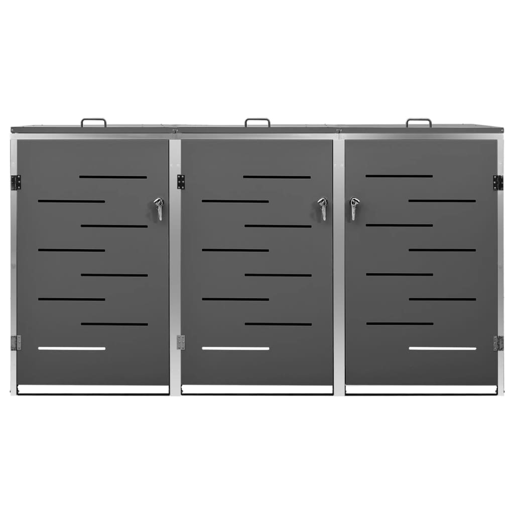 Abri pour trois poubelles 207x77,5x115 cm inox