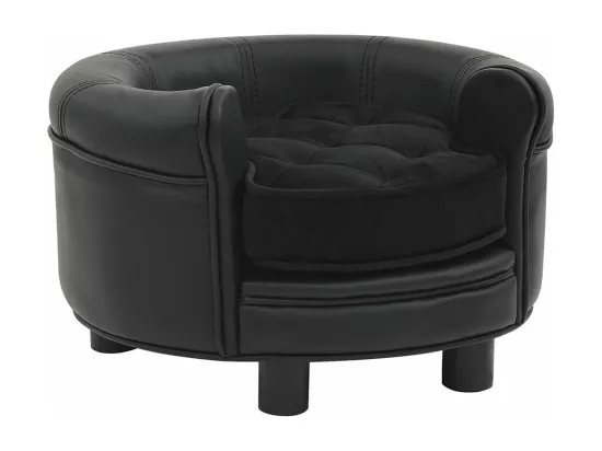 Canapé pour chien Noir 48x48x32 cm Peluche et similicuir